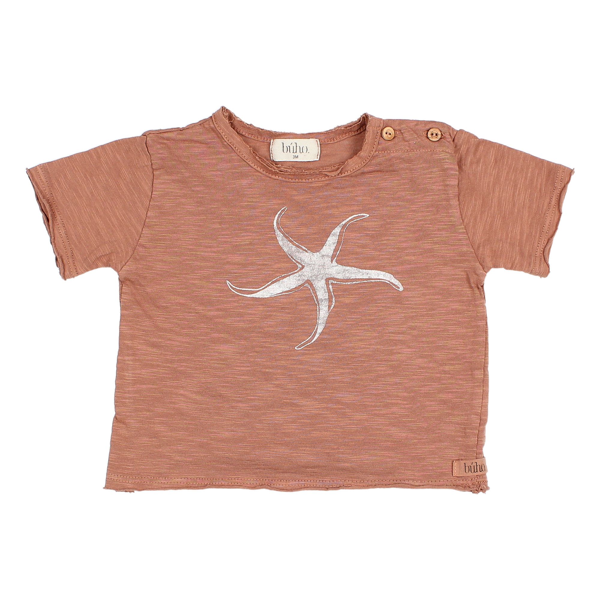 Buho - T-Shirt Coton Bio Etoile Bébé - Fille - Rouille