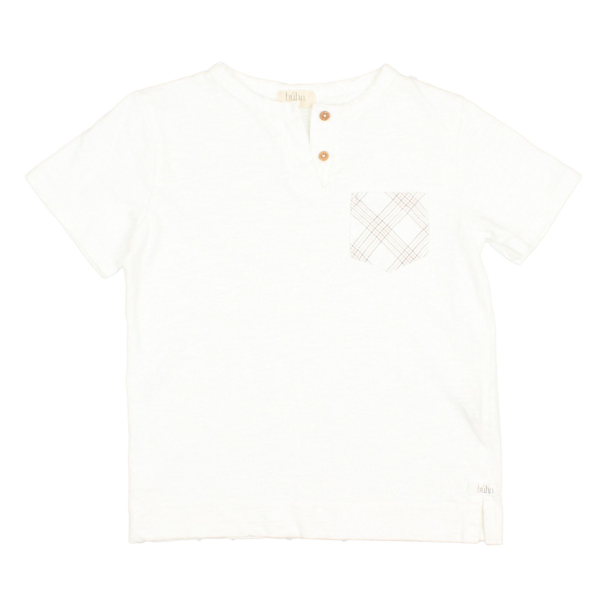 Buho - T-Shirt Coton Bio Boutons - Garçon - Ecru
