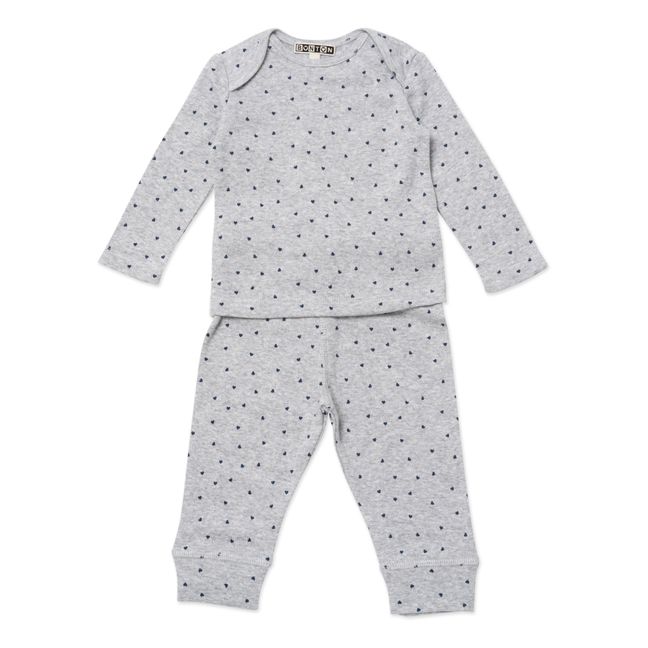 Newborn Organic Cotton Heart Set Heather grey Bonton Fashion Baby