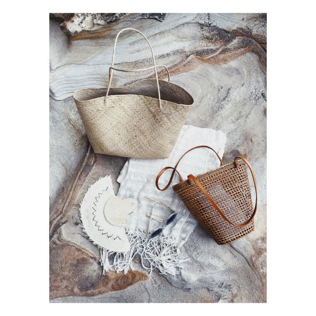 Leather Braided Lola Tote Bag  | Natural