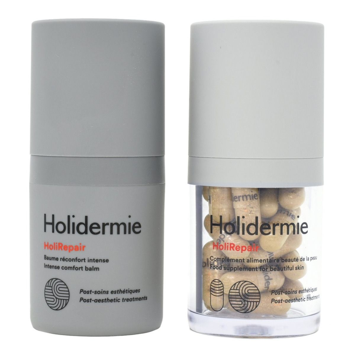 Holidermie - Crème jour post actes + compléments alimentaires HoliRepair, Set réconfort Inside&Out -