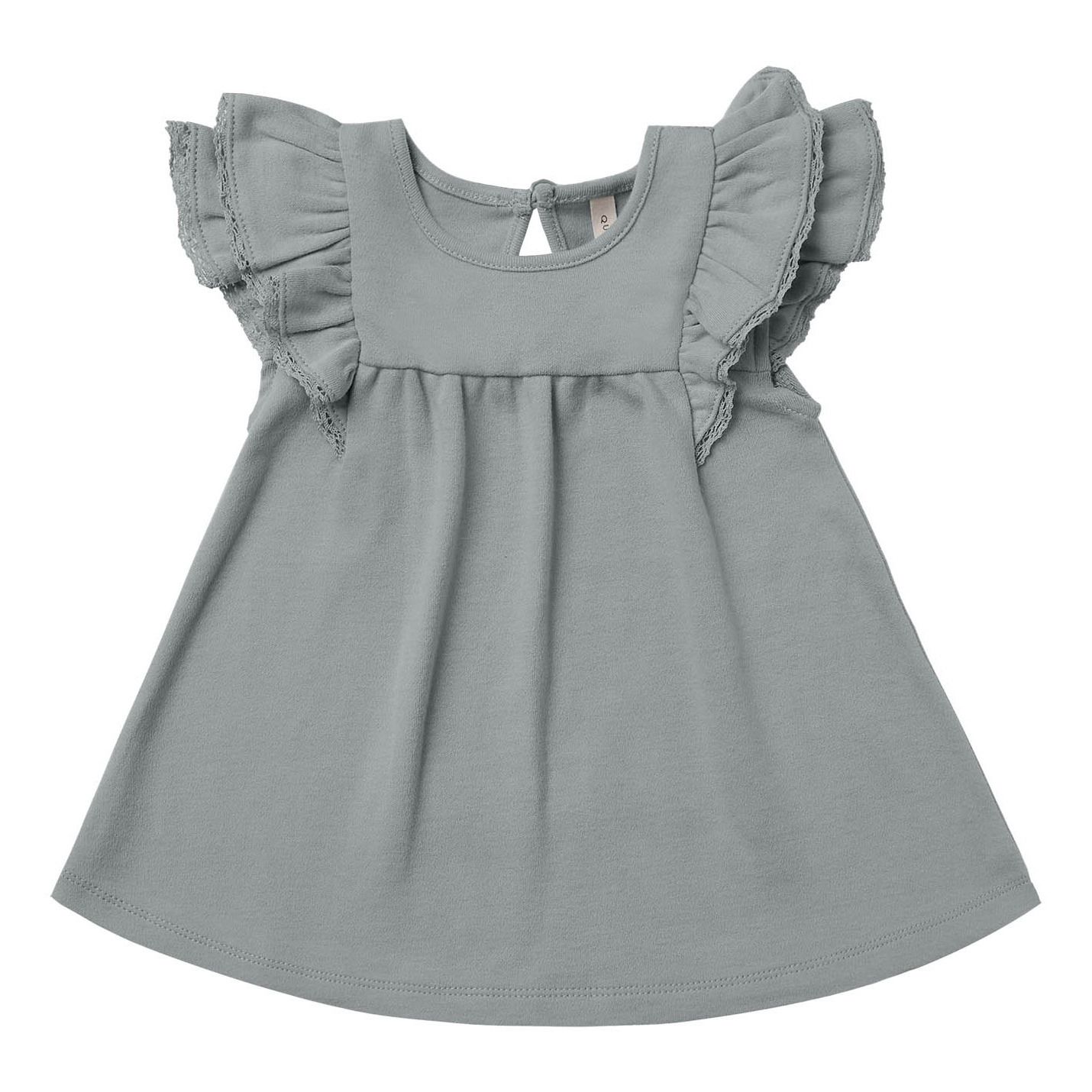 Quincy Mae - Robe à Volant Coton Bio - Fille - Bleu gris