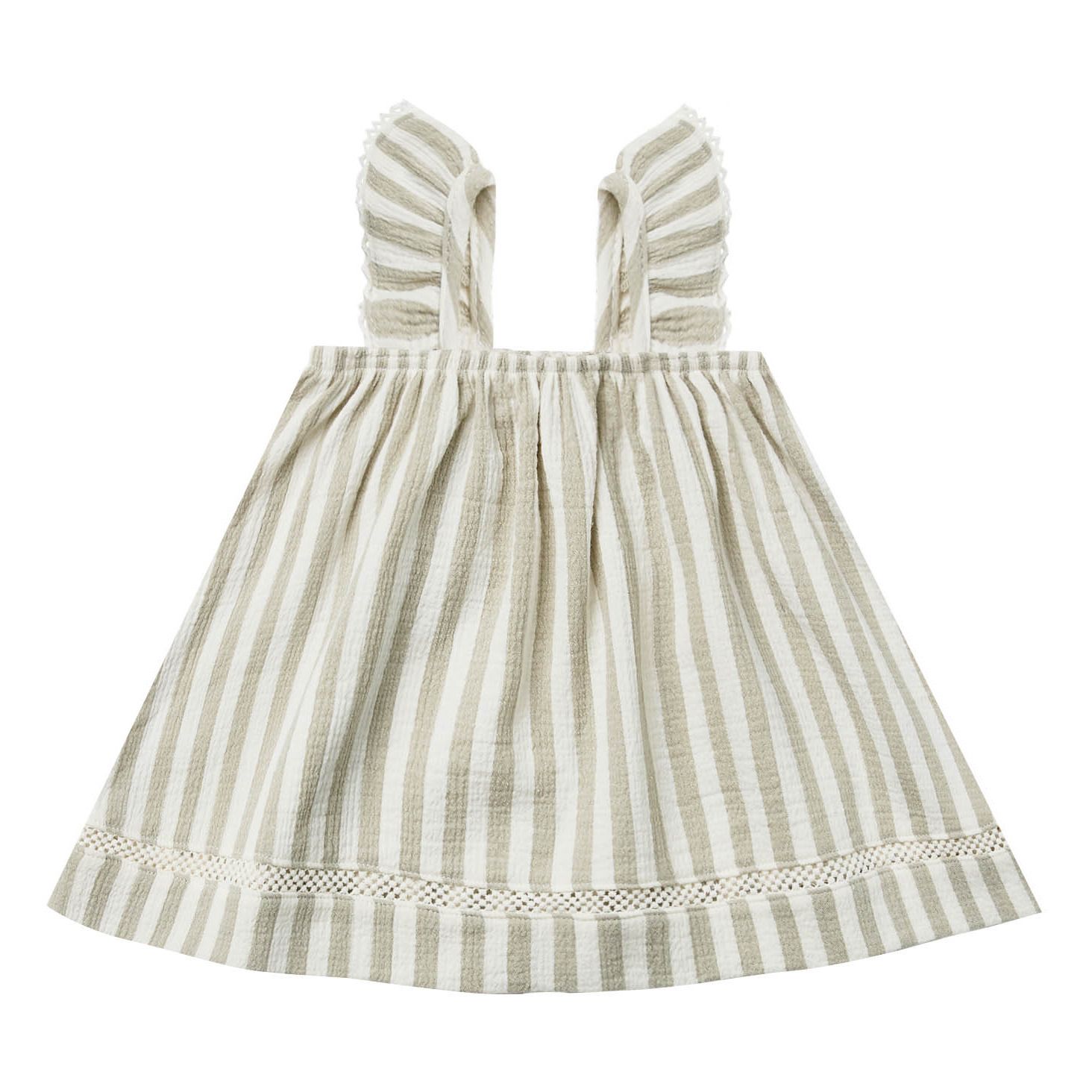 Quincy Mae - Robe Rayée à Bretelles Double Gaze de Coton Bio - Fille - Gris