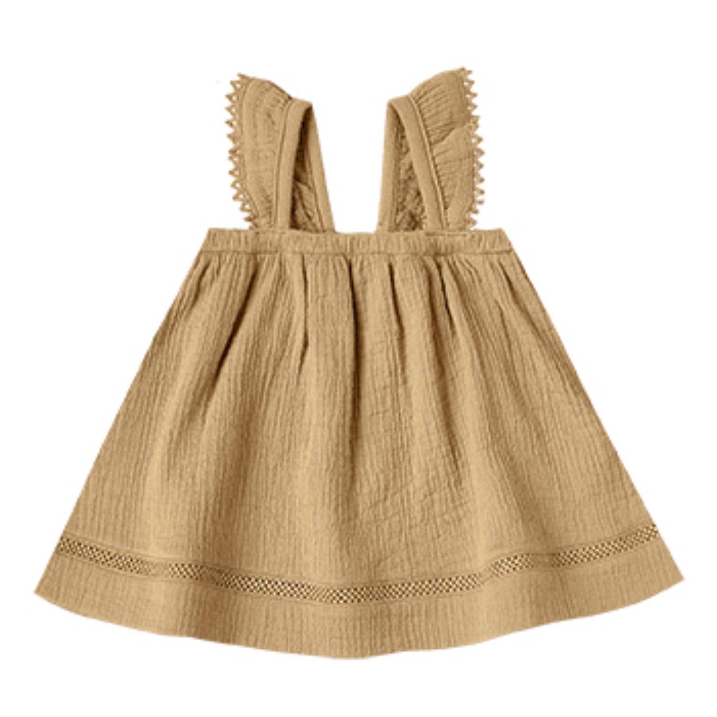 Quincy Mae - Robe à Bretelles Double Gaze de Coton Bio - Fille - Camel