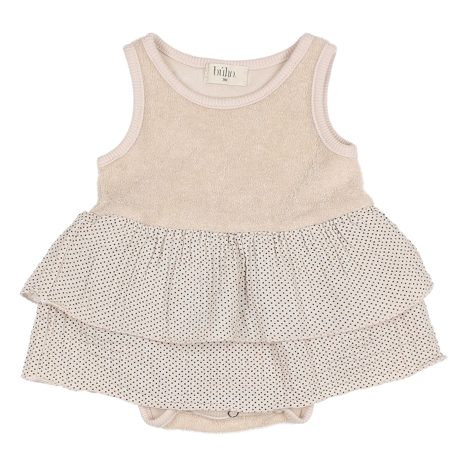 Buho - Robe Coton Bio Pois - Fille - Rose poudré