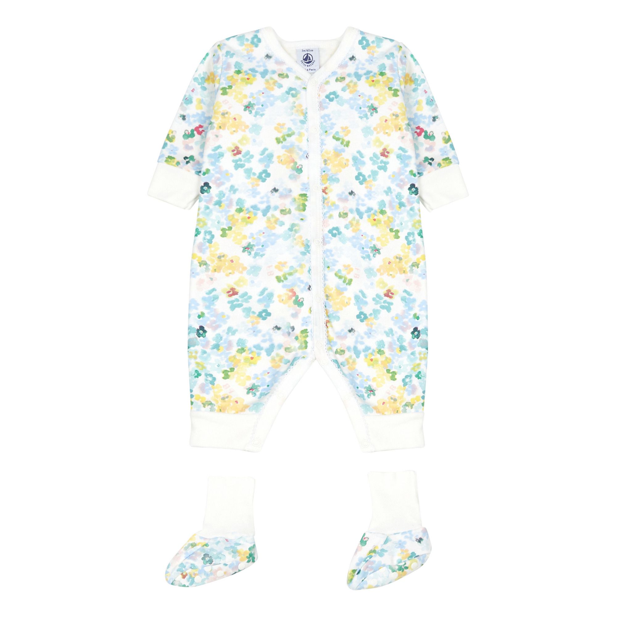 Pijama y Zapatillas Mina Blanco Petit Bateau Moda Bebé