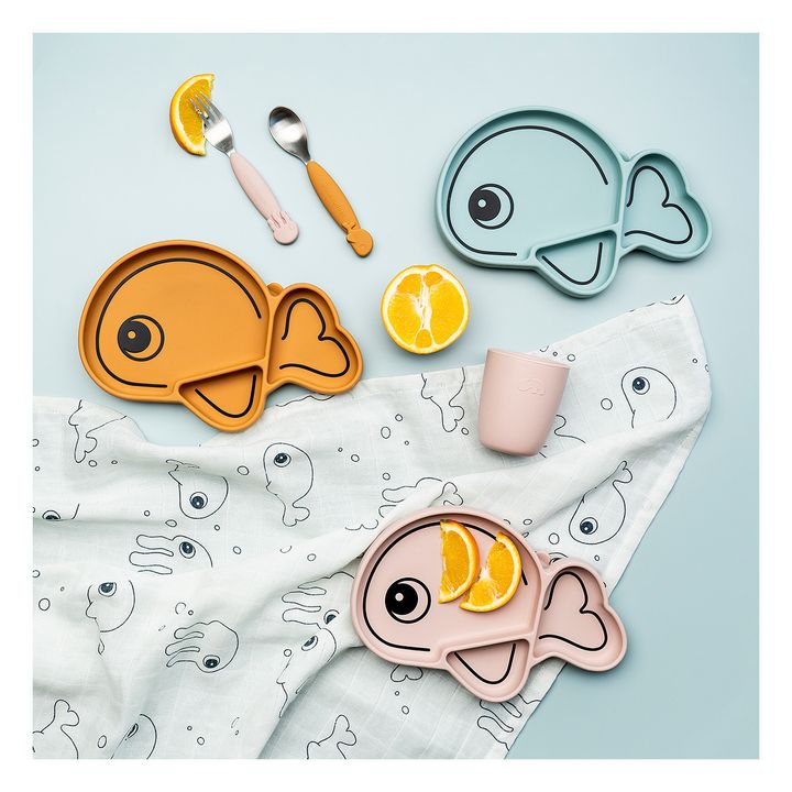 Cuillère et fourchette sea friends moutarde - Plus/Nos produits