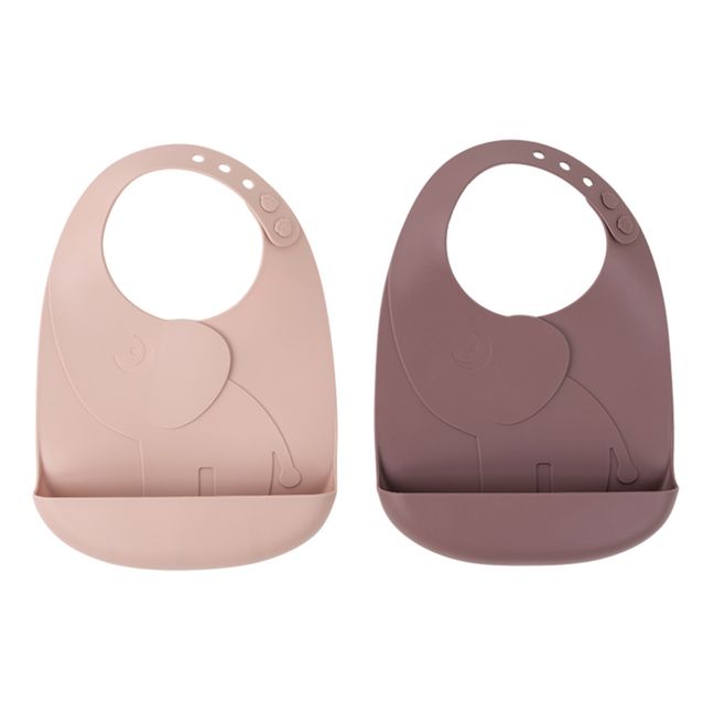 Babero Elphee de silicona - Set de 2 | Rosa
