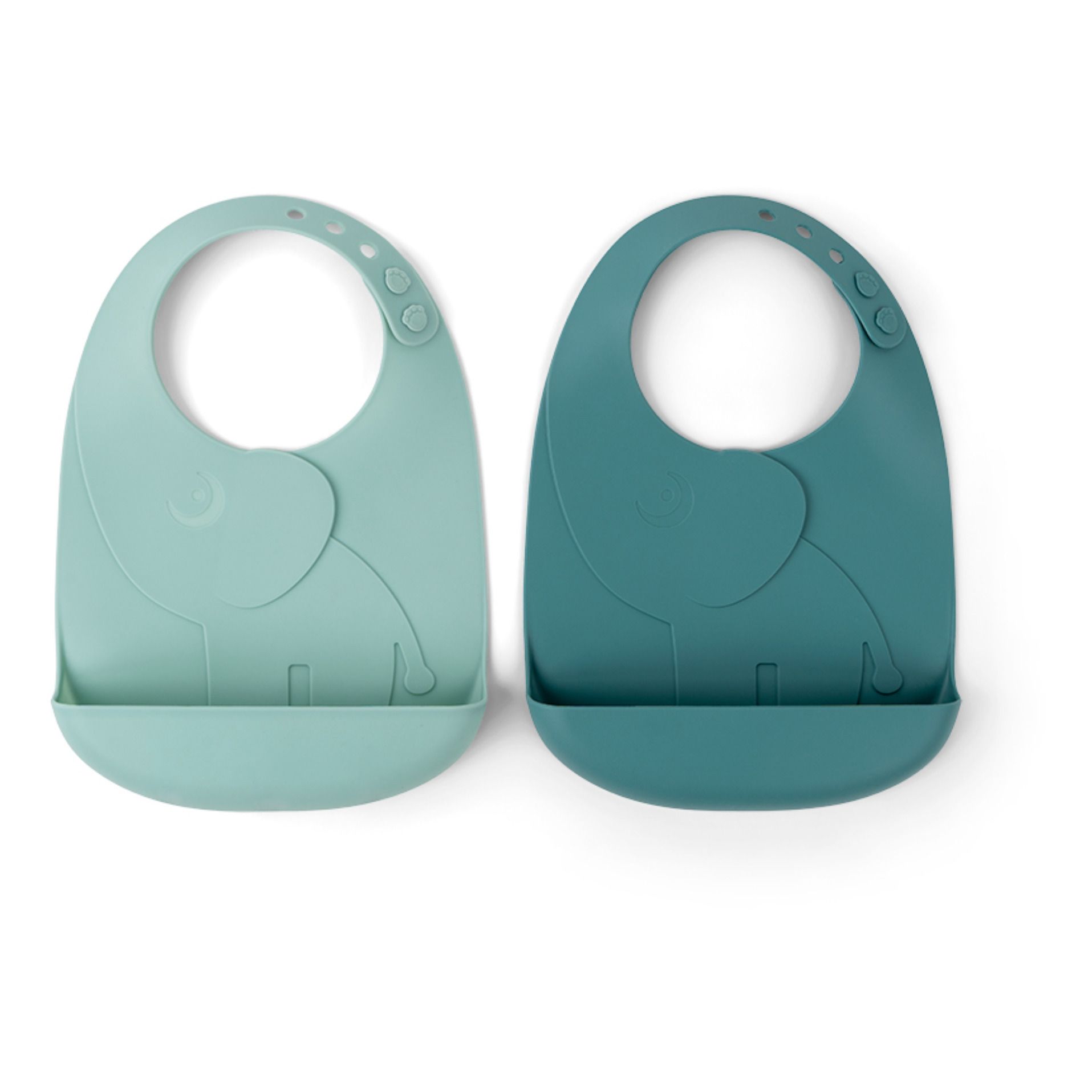 Done by deer - Bavoir Elphee en silicone - Set de 2 - Bleu