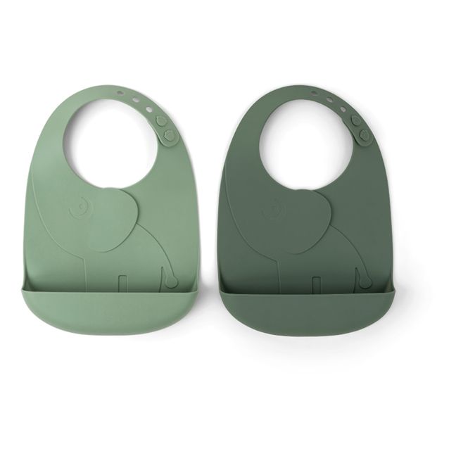 Babero Elphee de silicona - Set de 2 | Verde