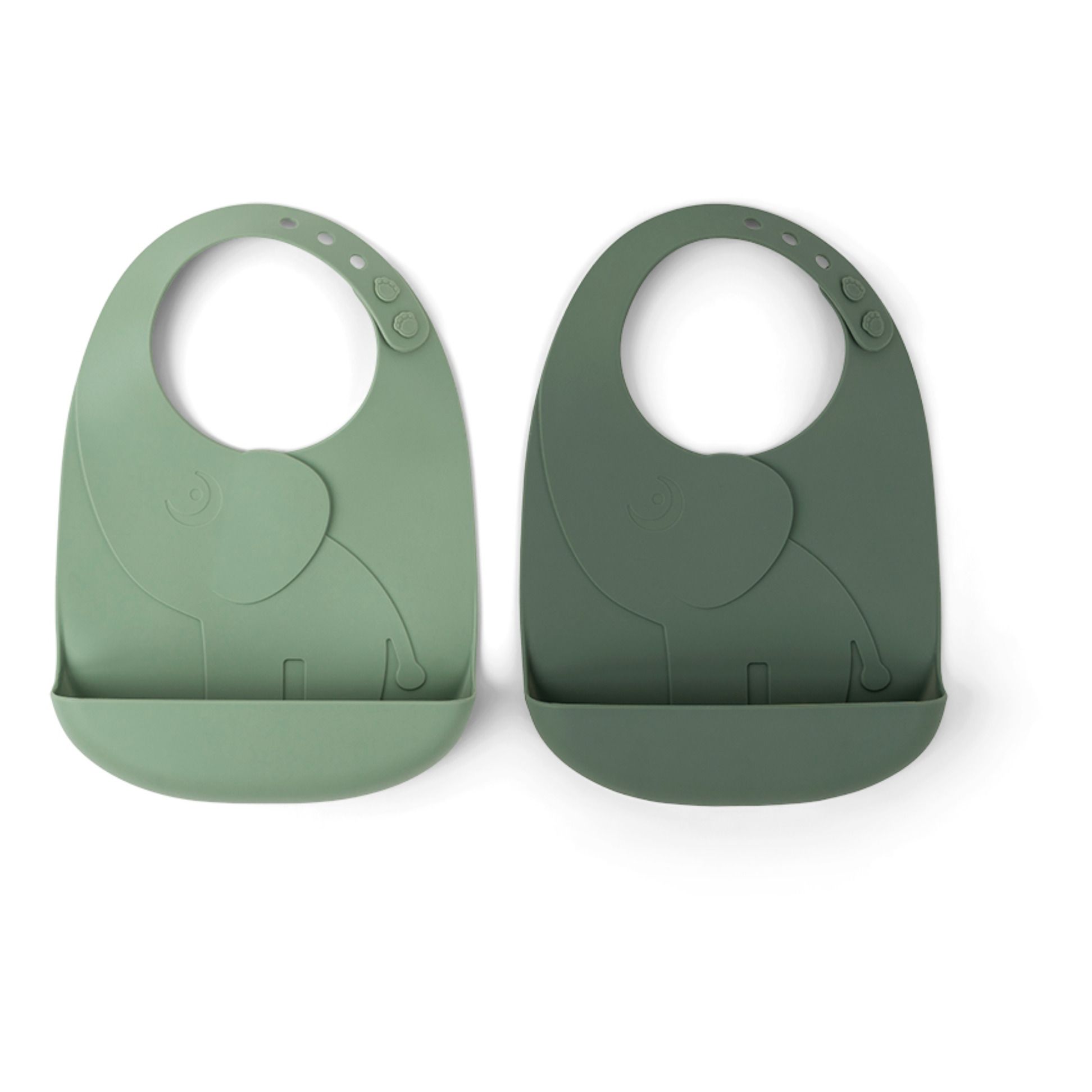 Done by deer - Bavoir Elphee en silicone - Set de 2 - Vert