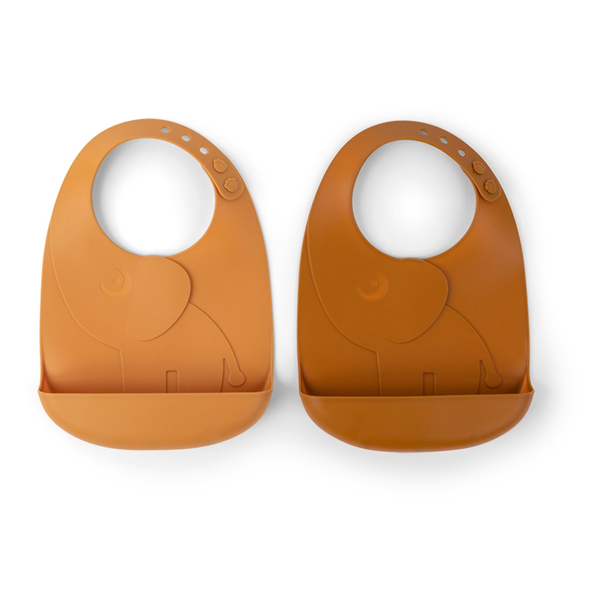 Done by deer - Bavoir Elphee en silicone - Set de 2 - Jaune moutarde