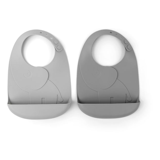 Bavoir Elphee en silicone - Set de 2 | Gris