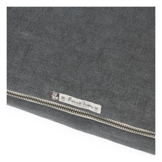 Coussin Vice versa black line en lin lavé stone washed | Charbon