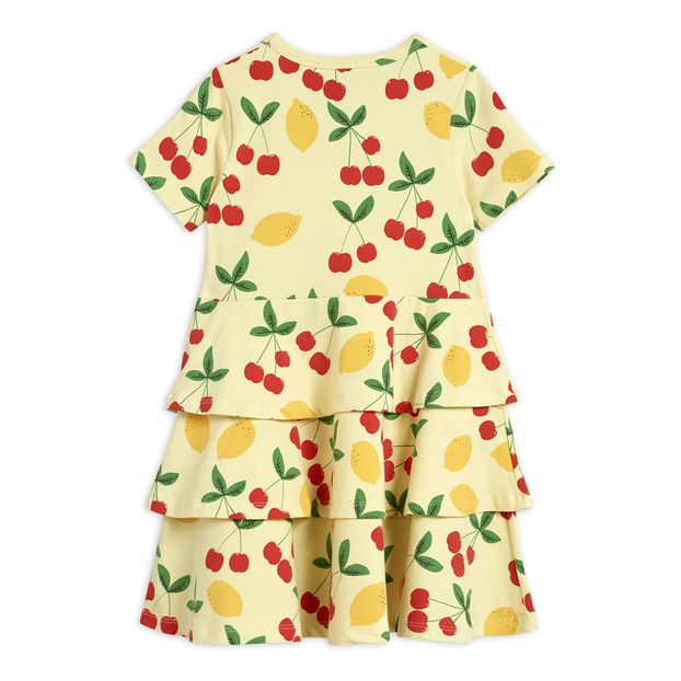 Organic Cotton Cherry Dress Yellow Mini 