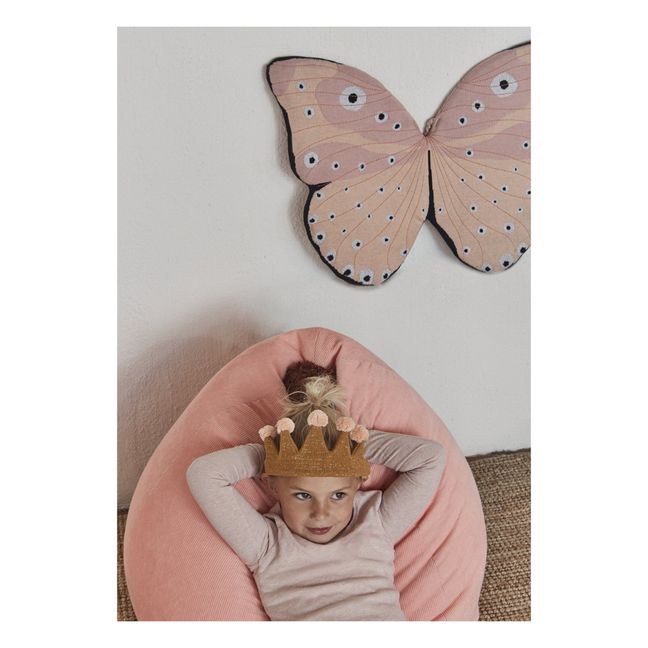 Pouf in velluto a costine | Arancione