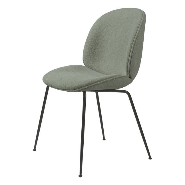Silla Beetle tapizada en bouclé ligero, base negra - GamFratesi | Salvia