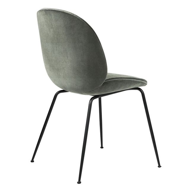 Beetle Chair Upholstered in Eros Velvet, Black Base - GamFratesi  Sage