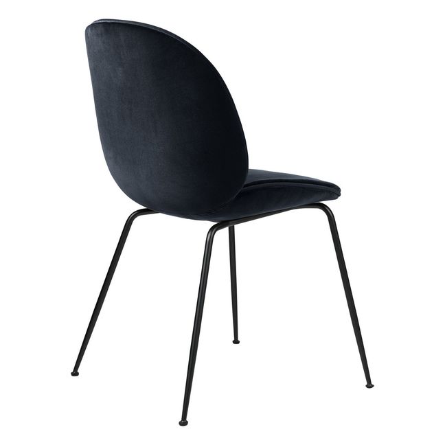 Beetle Chair Upholstered in Velvet, Black Base - GamFratesi  Navy blue
