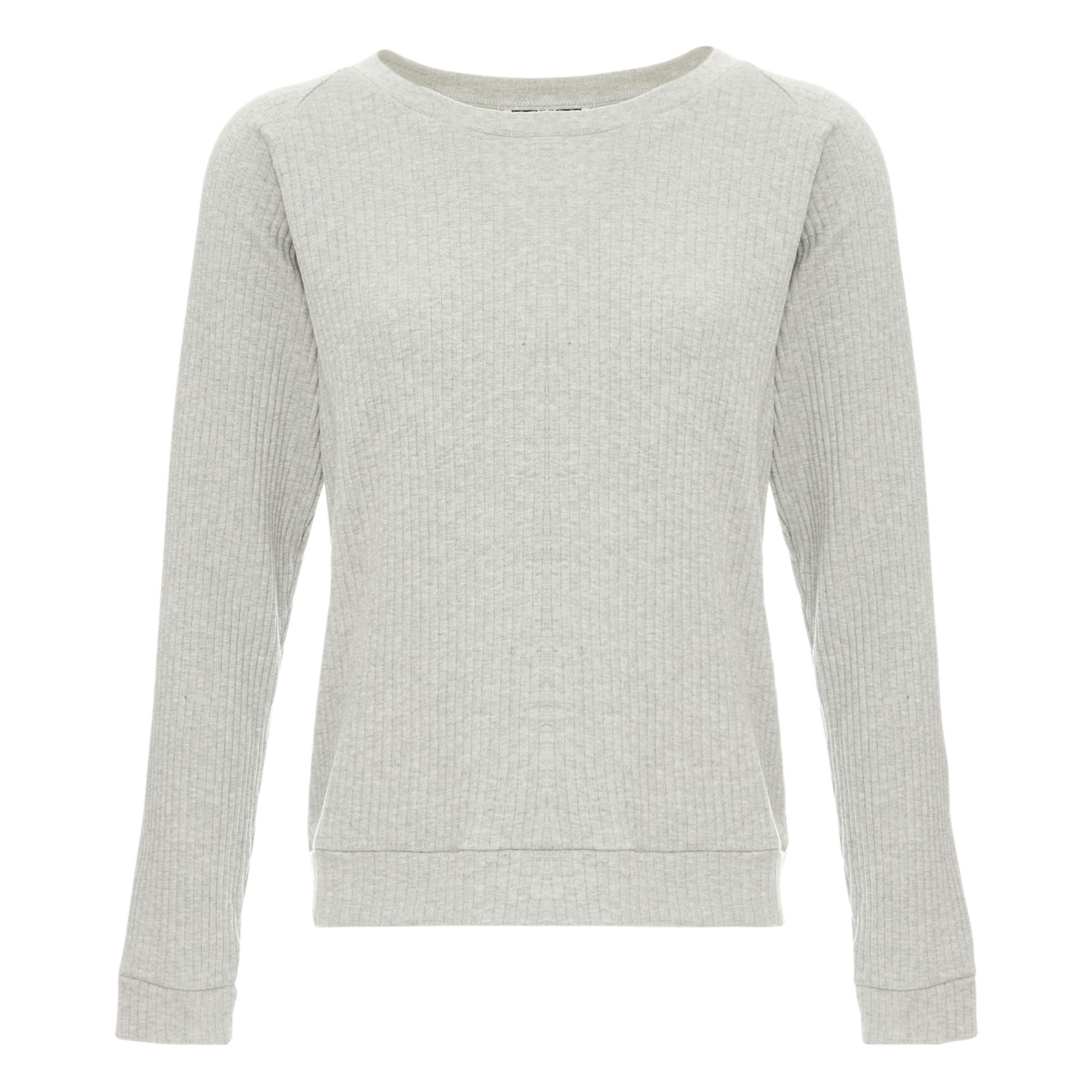 Baserange - Sweat Côtelé Basic Coton Bio - Femme - Gris