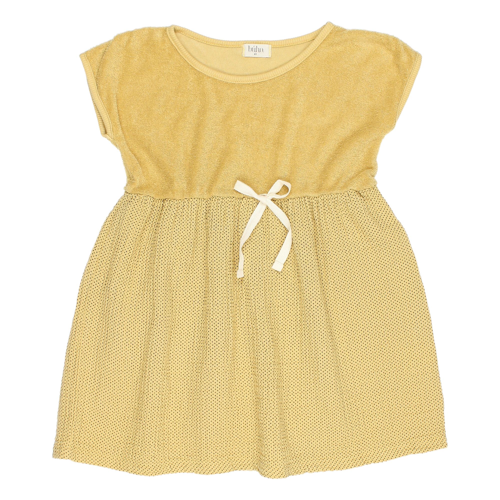 Buho - Robe Coton Bio Bi-matières Eponge - Fille - Jaune