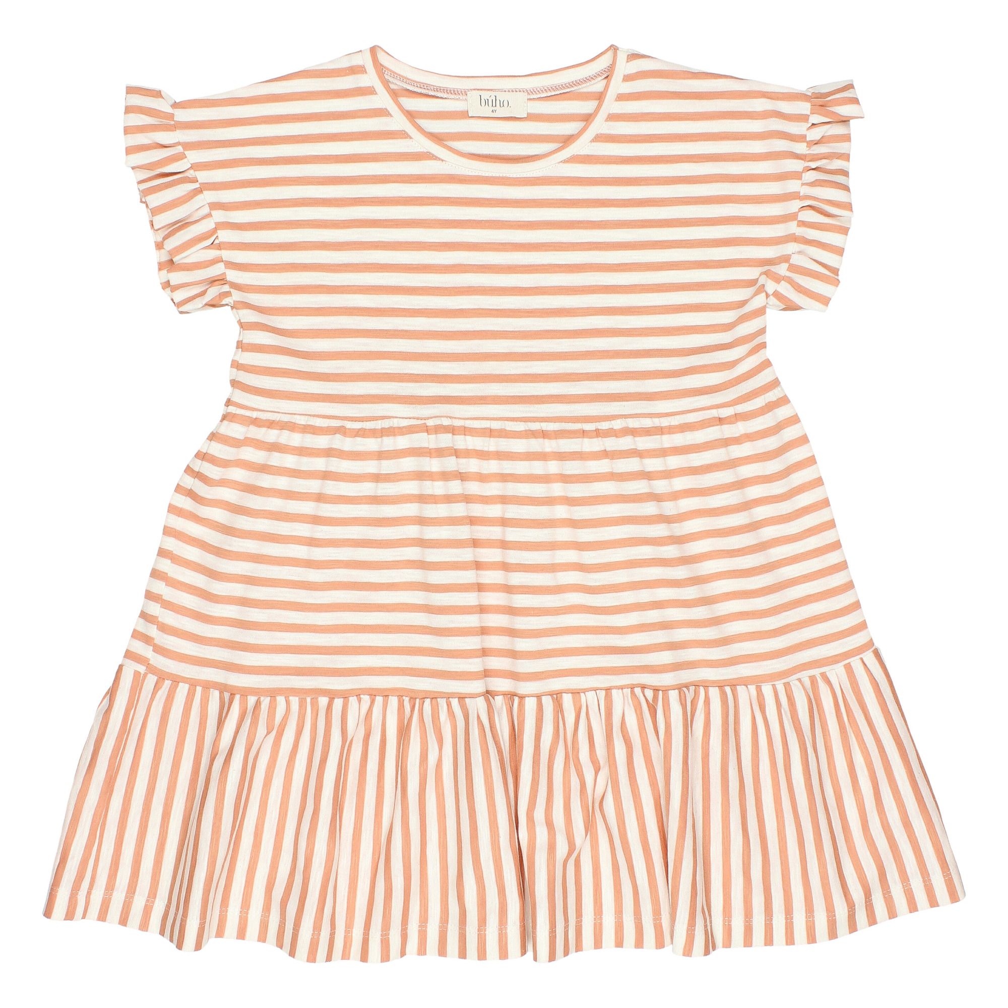 Buho - Robe Coton Bio Rayures - Fille - Rose