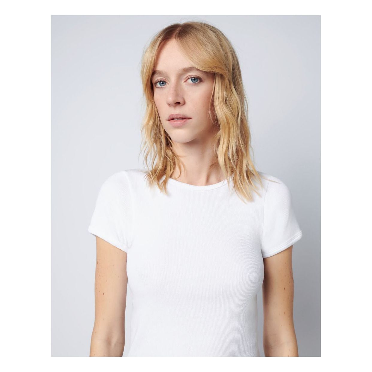 T-shirt 90's Ribbed Cap Sleeve Bianco- Immagine del prodotto n°4