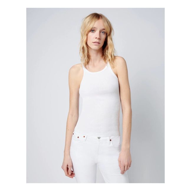 Camiseta sin mangas acalanada | Blanco