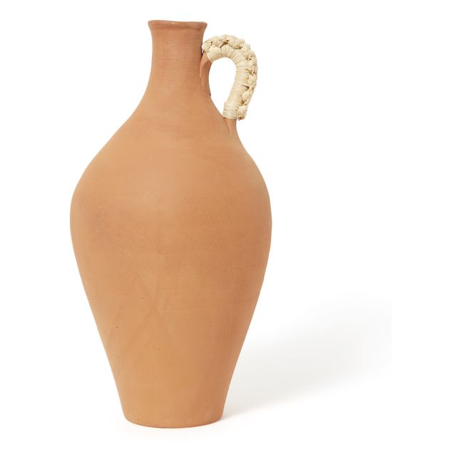 Vase en terre cuite, anse tressée Terracotta