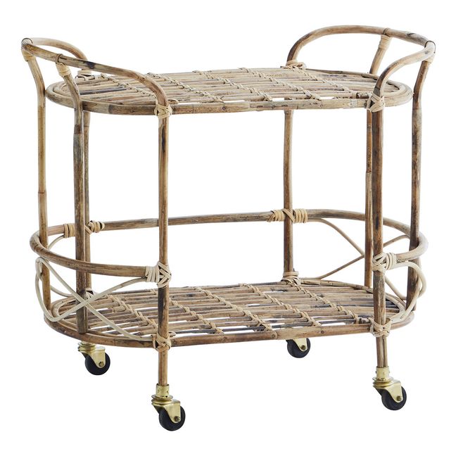 Mesa con ruedas de bambú