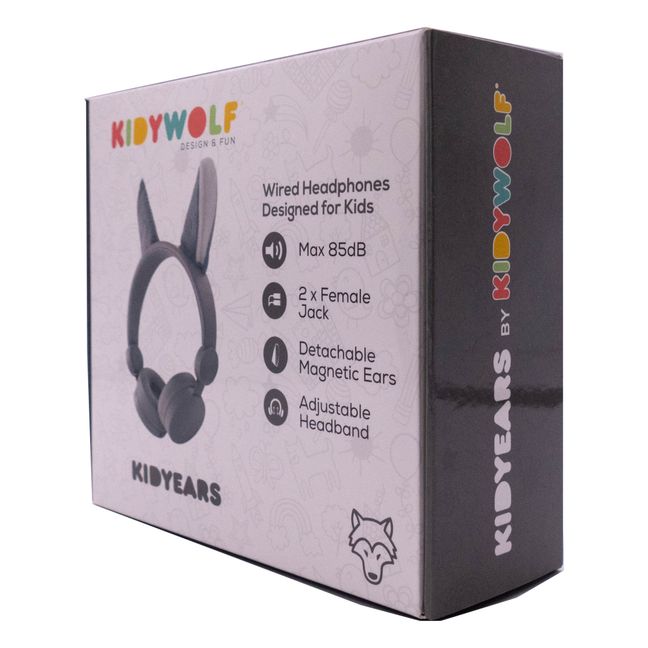 Casque audio filaire enfant Loup | Gris