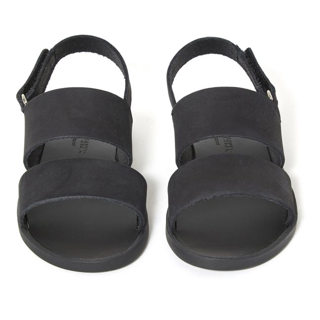 Velcro Double Strap Sandals  | Black