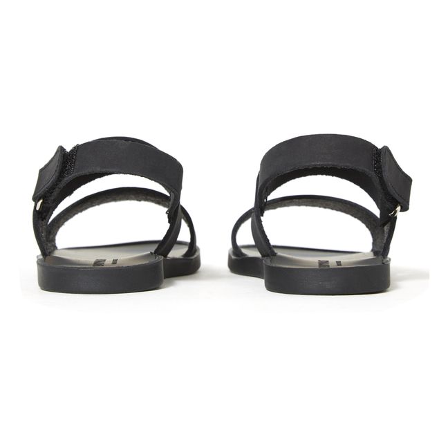 Velcro Double Strap Sandals  | Black