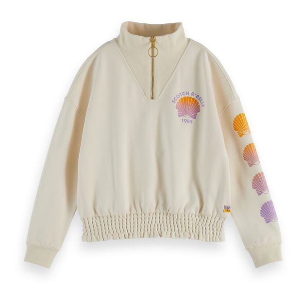 Scotch & Soda Girls Crewneck Sweat with Shell Embroidery Sweatshirt 