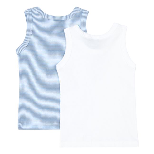 Set de 2 Camiseta de asas a rayas algodón orgánico Azul