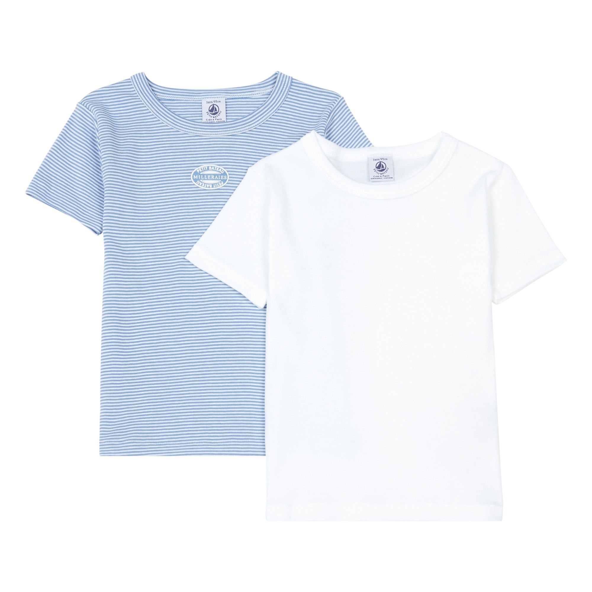 Petit Bateau - Lot 2 T-shirts Rayés Coton Bio - Fille - Bleu