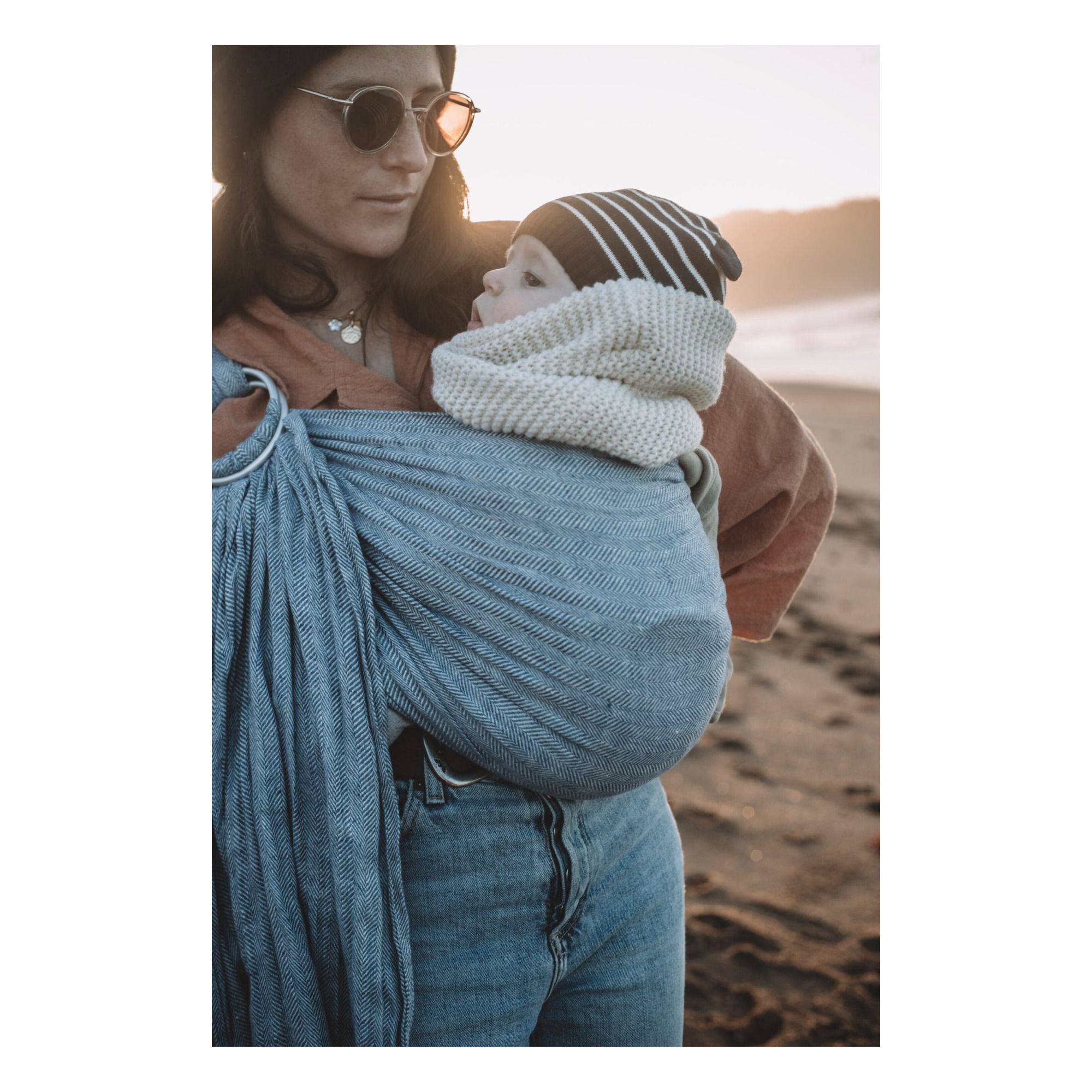 Linen Baby Wrap Grey blue- Product image n°0