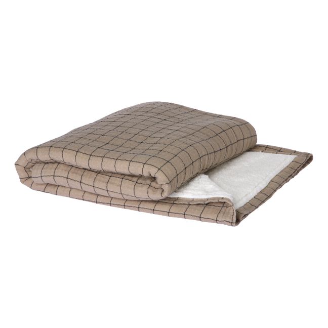 Checked Sherpa Throw Beige