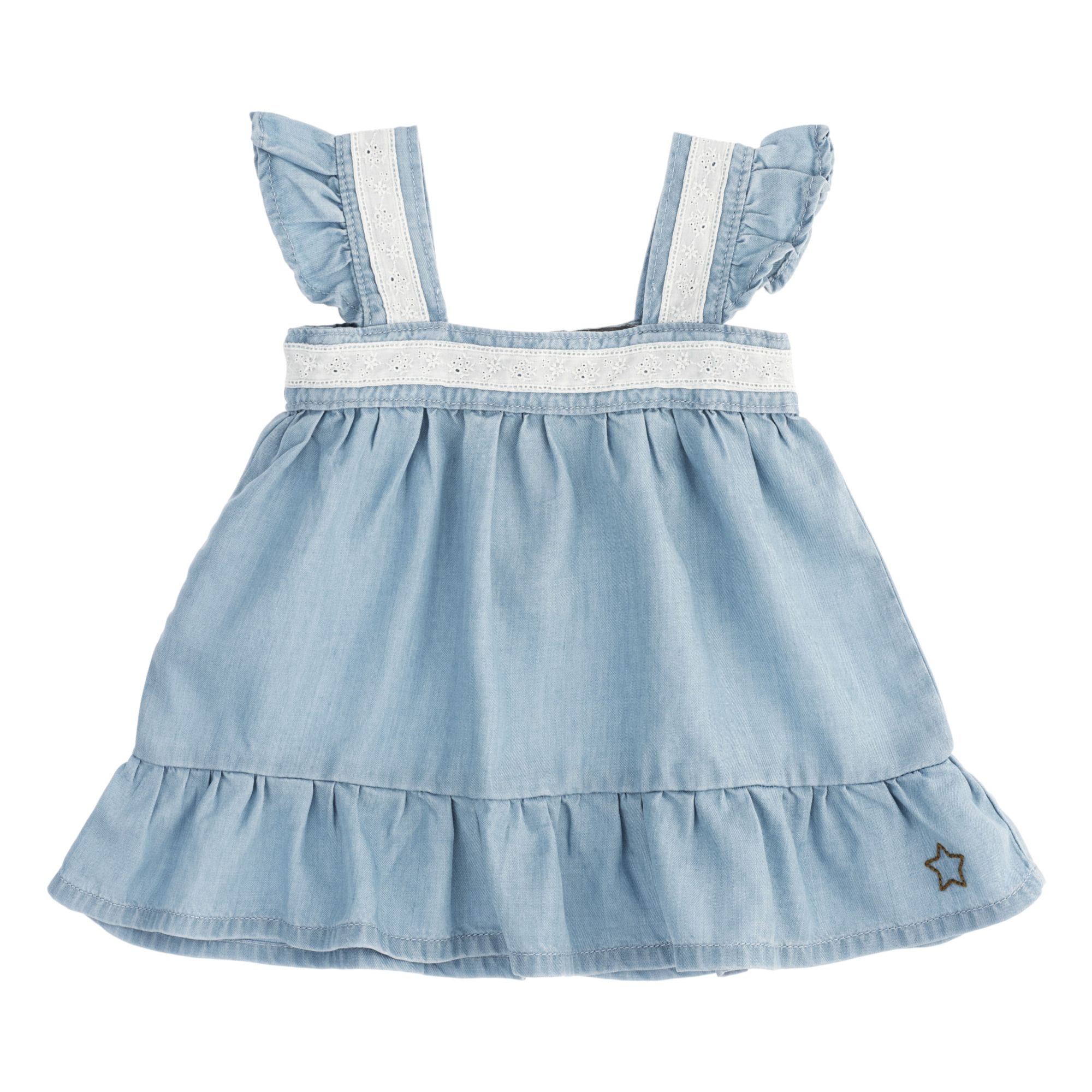 Tocoto Vintage - Robe Chambray - Fille - Bleu jean
