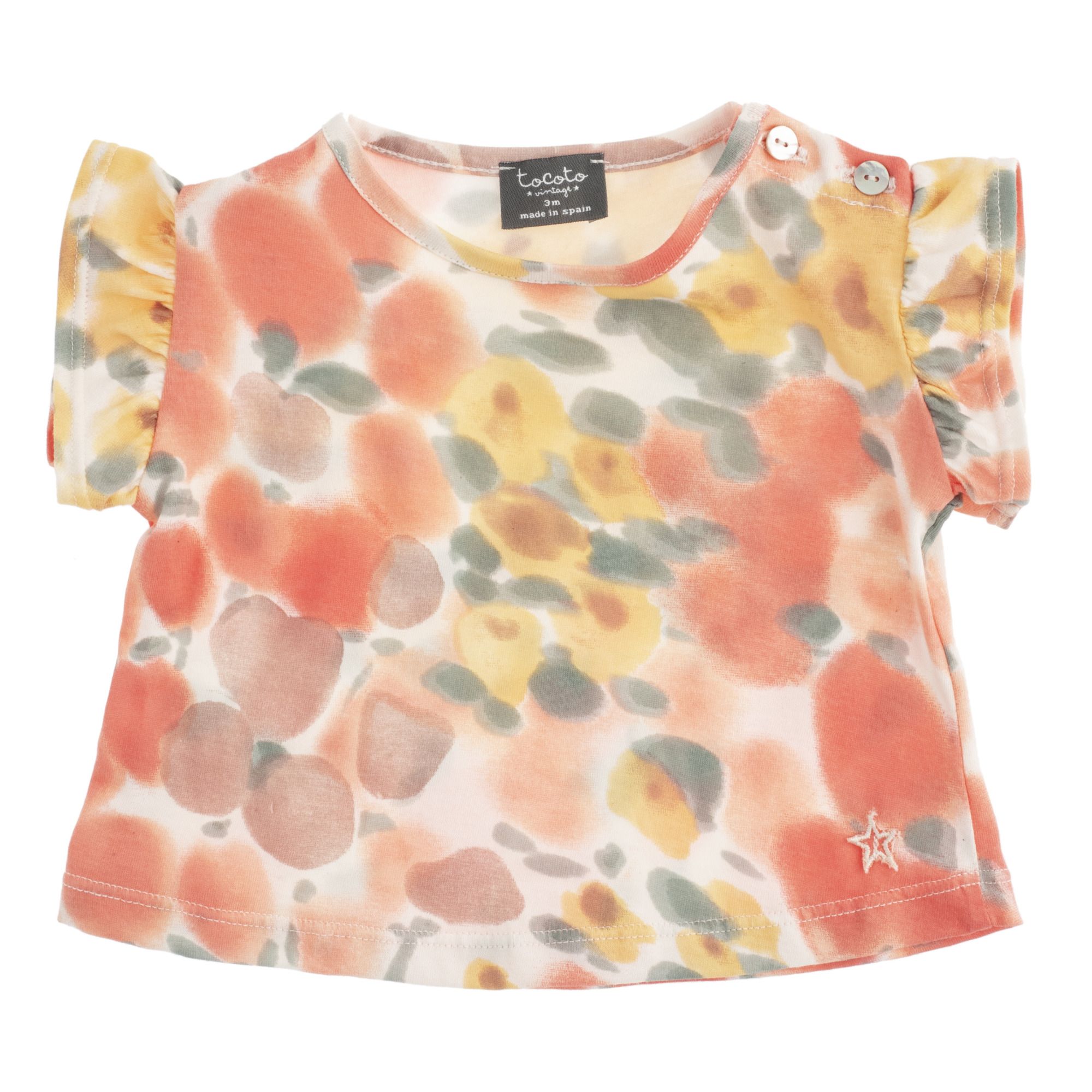 Tocoto Vintage - T-shirt Coton Bio Fleurs - Fille - Rose