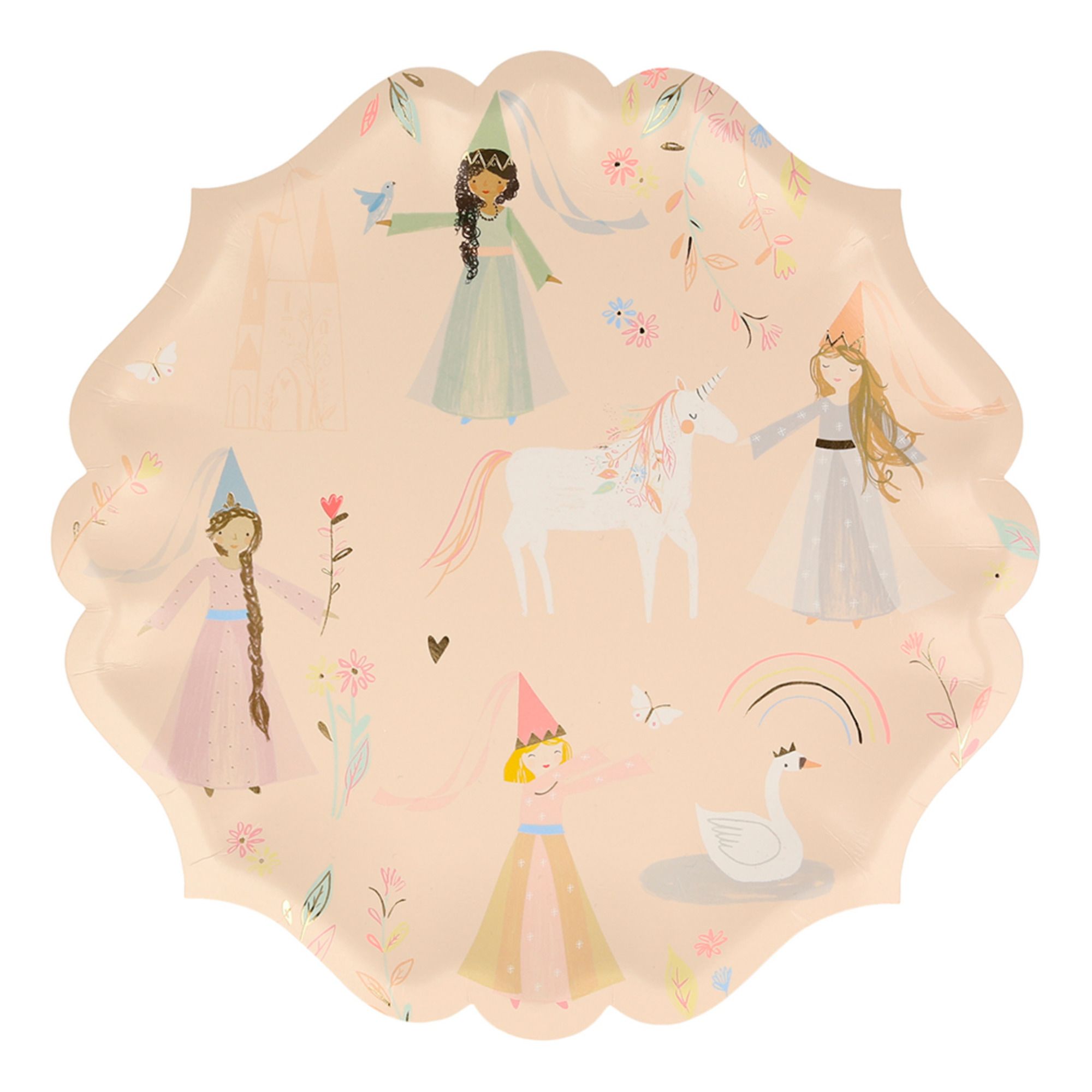 Meri Meri - Assiettes en carton Princesse - Set de 8 - Multicolore