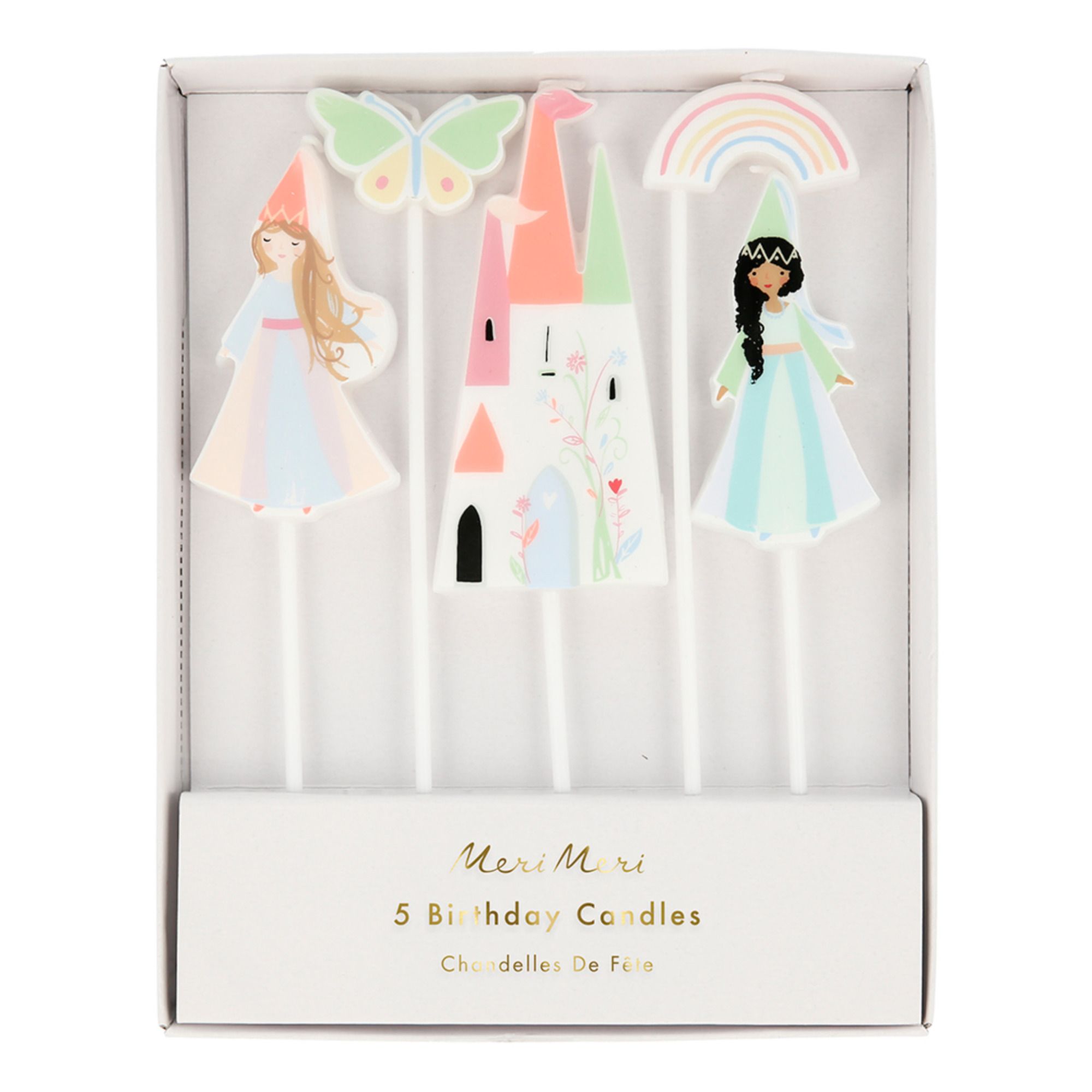 Meri Meri - Bougies d'anniversaire Princesses - Set de 5 - Multicolore