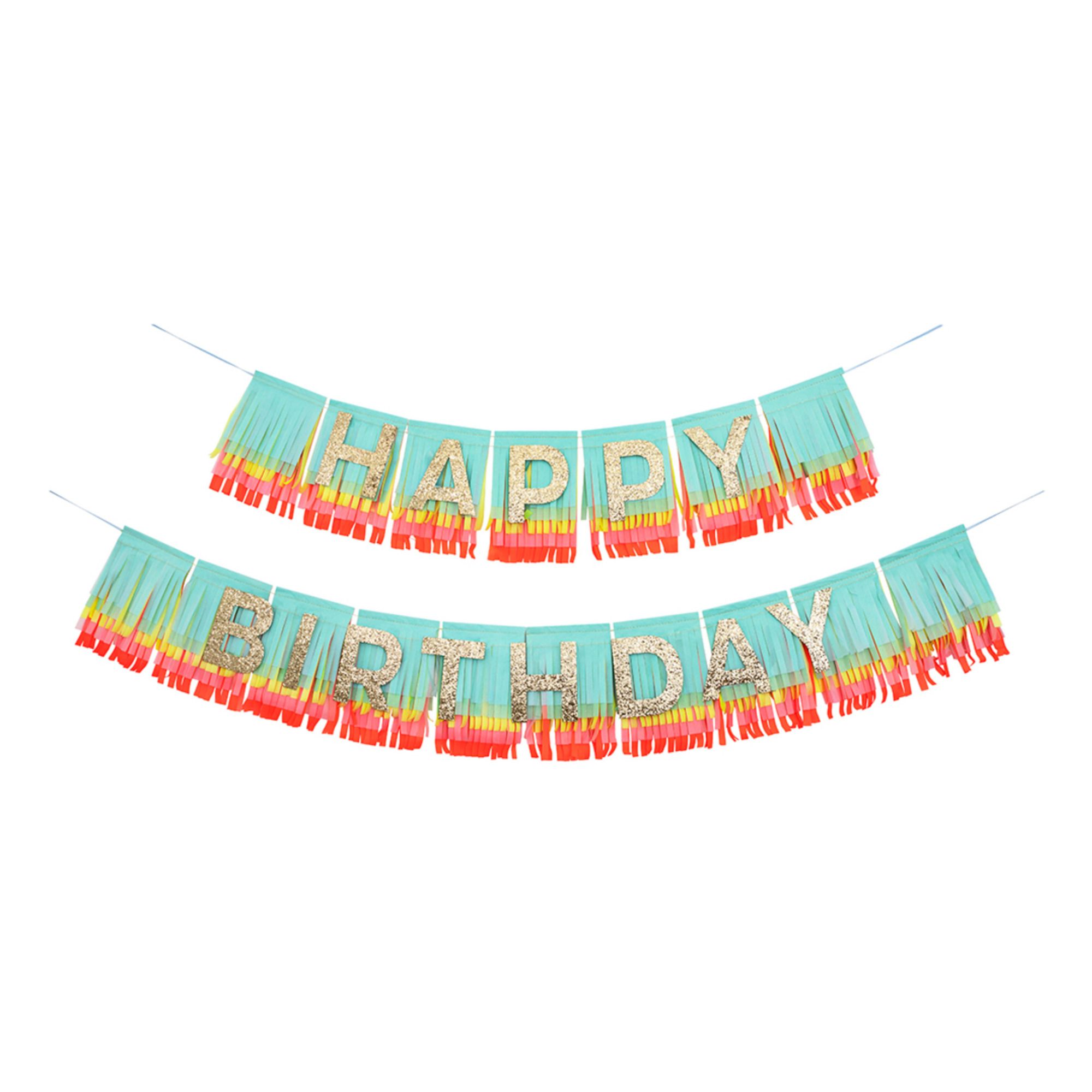 Meri Meri - Guirlande à franges Happy Birthday arc-en-ciel - Multicolore