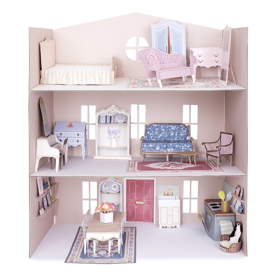 Meri Meri - Maison de mini poupées en carton - Multicolore