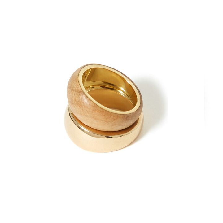 Gold and Wood Rings - Set of 2 | Bois clair- Product image n°2