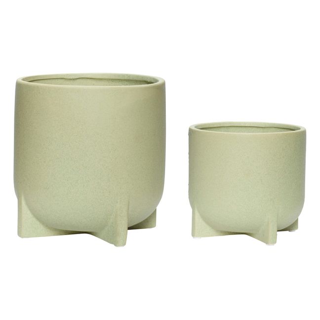 Ceramic Pots - Set of 2 Almond green