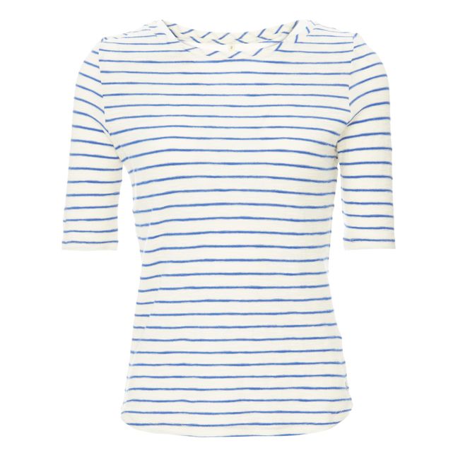 Seas Linen Stripe T-shirt - Women's Collection - Blue