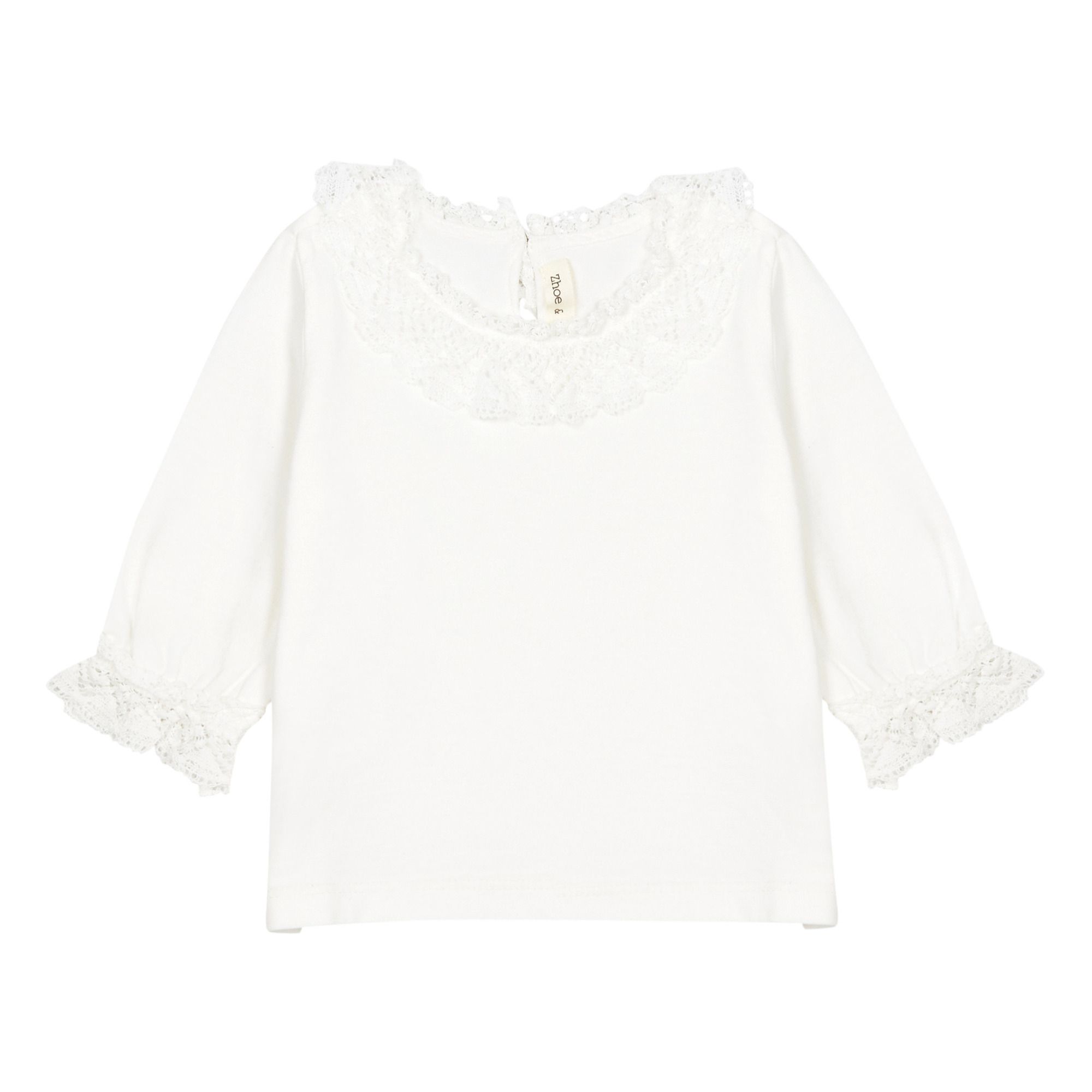 Zhoe & Tobiah - T-Shirt Col Dentelle - Fille - Blanc