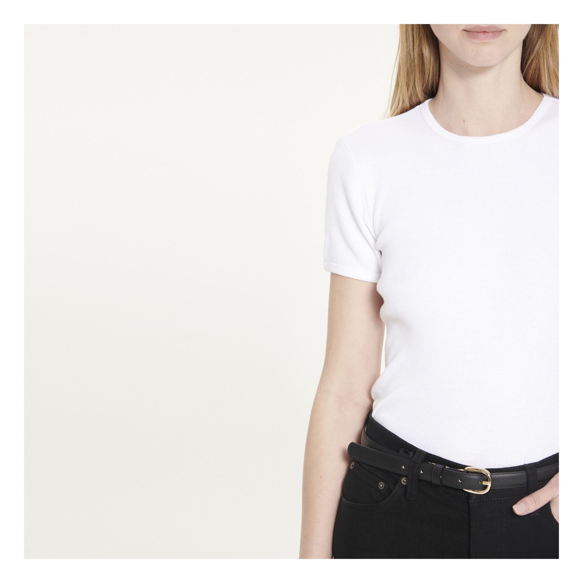 T-shirt 90's Ribbed Cap Sleeve Bianco- Immagine del prodotto n°1