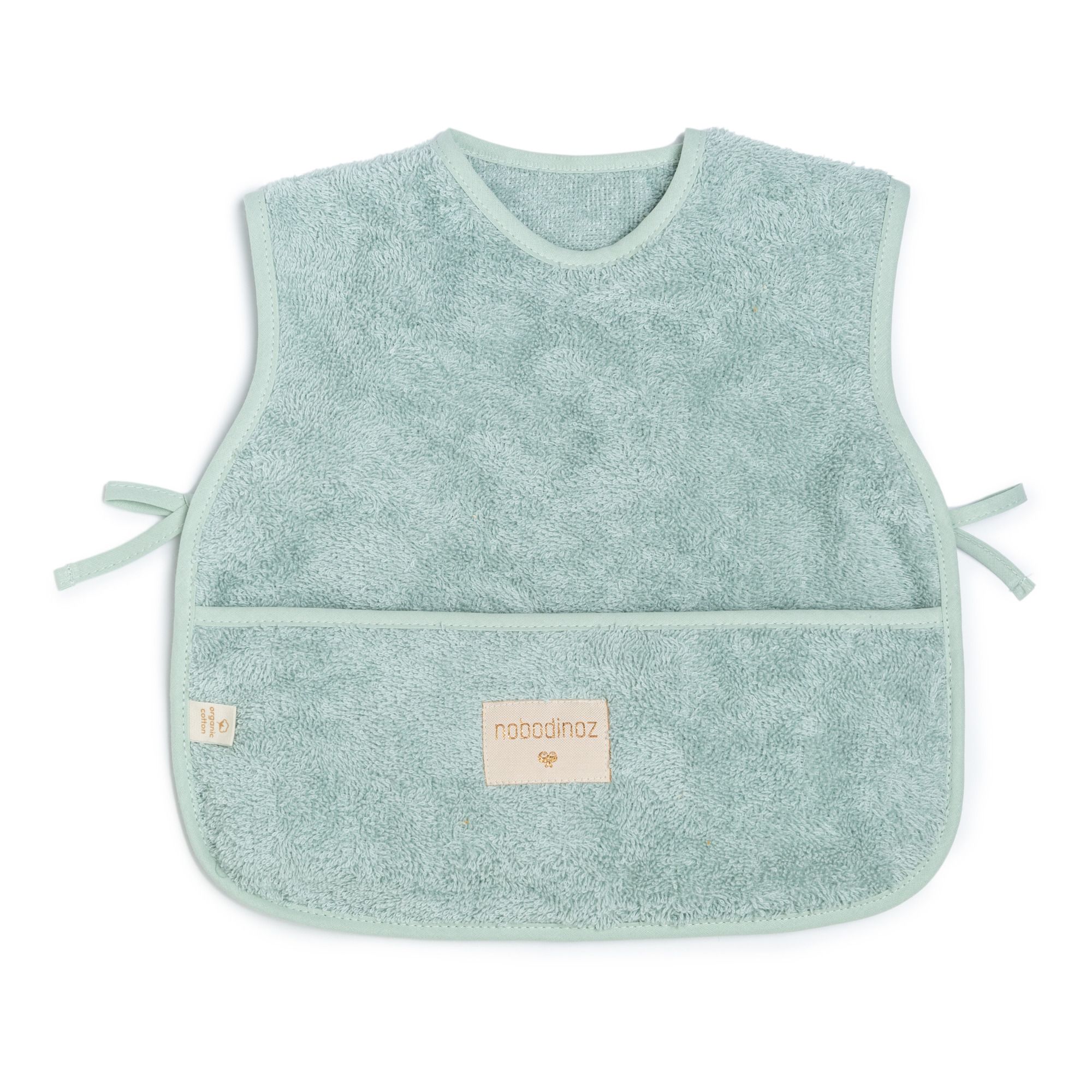Bavoir Tablier En Eponge De Coton Bio Vert Pale Nobodinoz Design Bebe Smallable